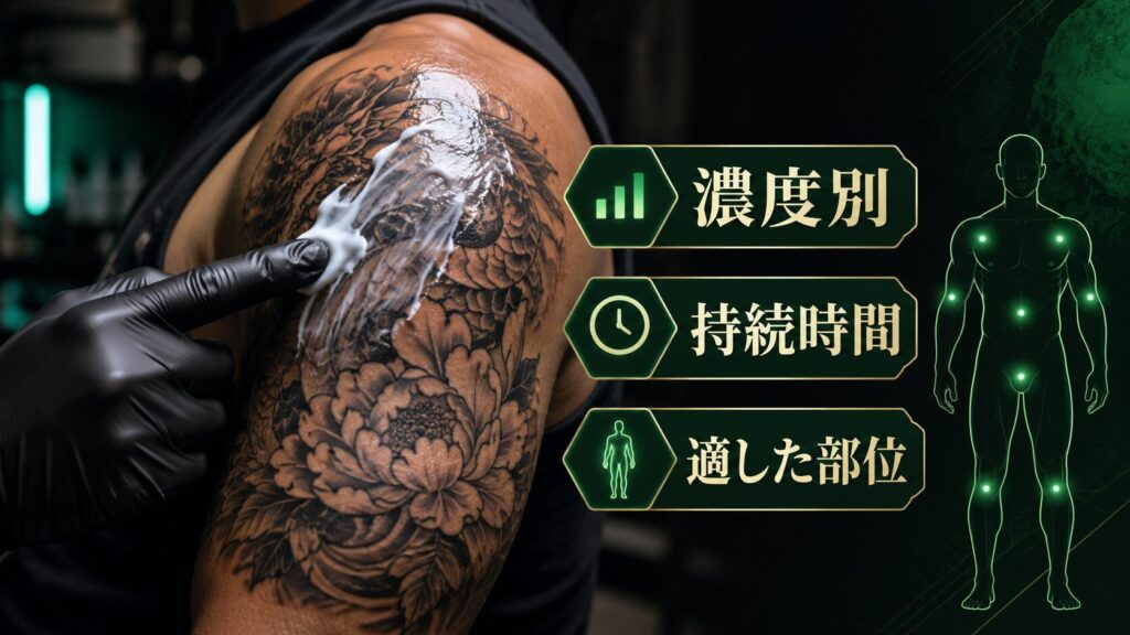 TKTX麻酔クリームの濃度による持続時間と適した部位