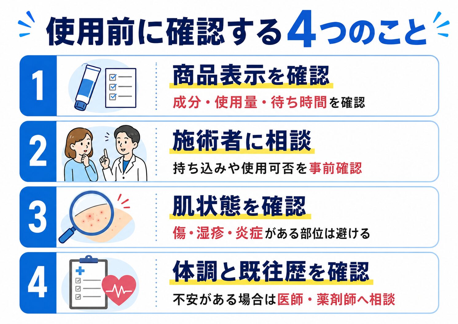 麻酔クリーム使用前に確認する4つのこと