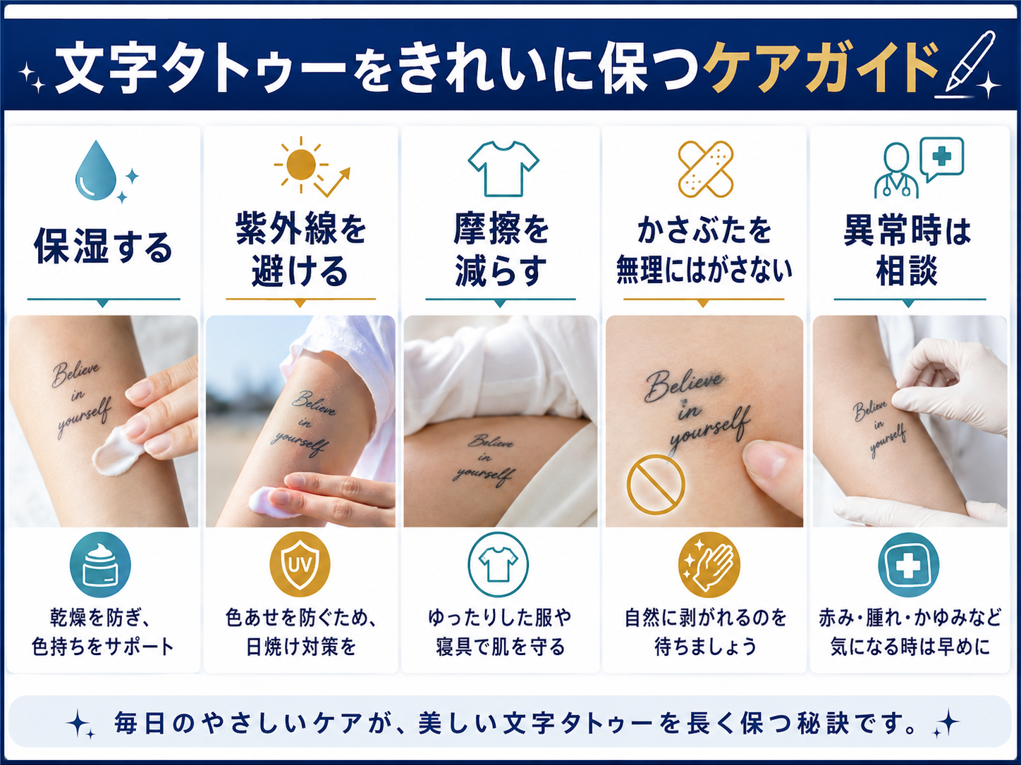 文字タトゥーを長くきれいに保つためのケア