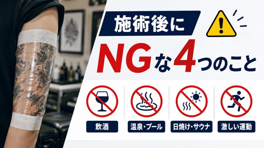 タトゥー施術後にやってはいけない4つの禁止行為