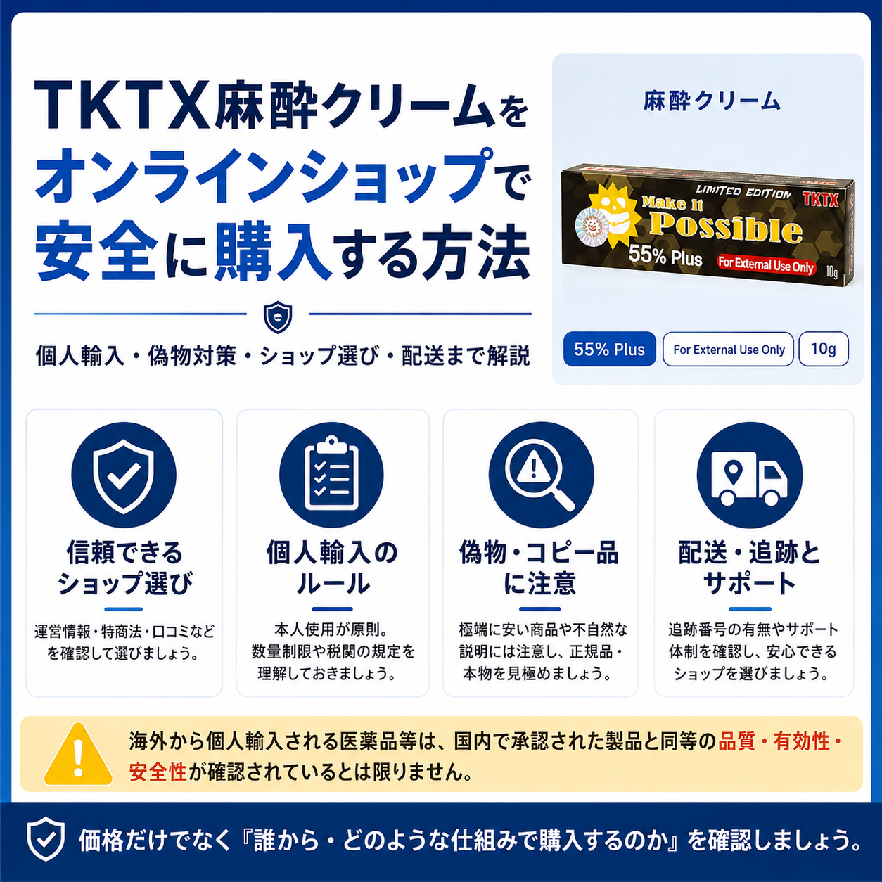 TKTX麻酔クリームをオンラインショップで安全に購入するためのポイント