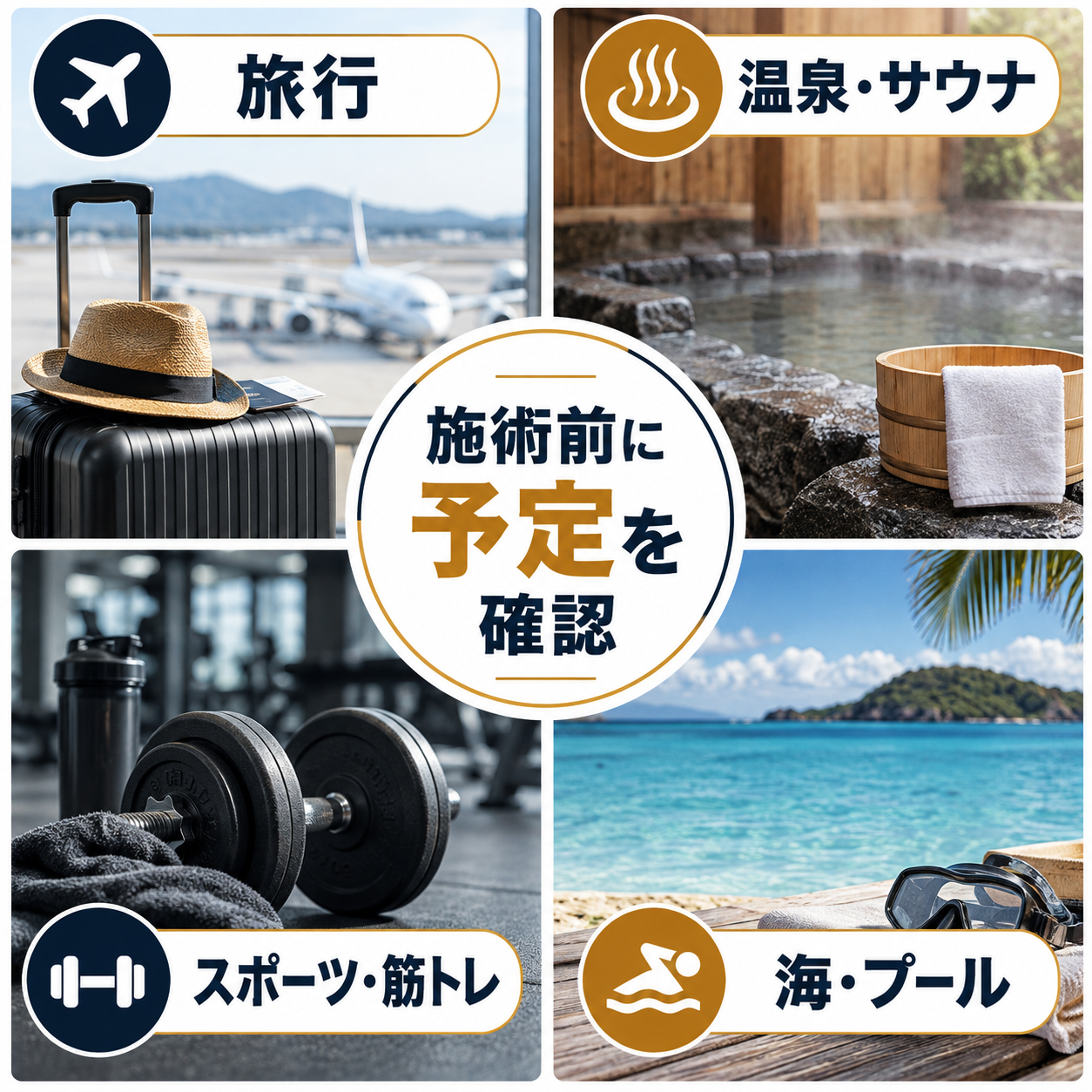 タトゥー施術前に確認したい旅行・温泉・サウナ・スポーツ・海・プールの予定