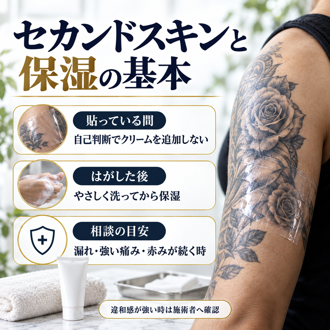タトゥーのセカンドスキンと保湿の基本